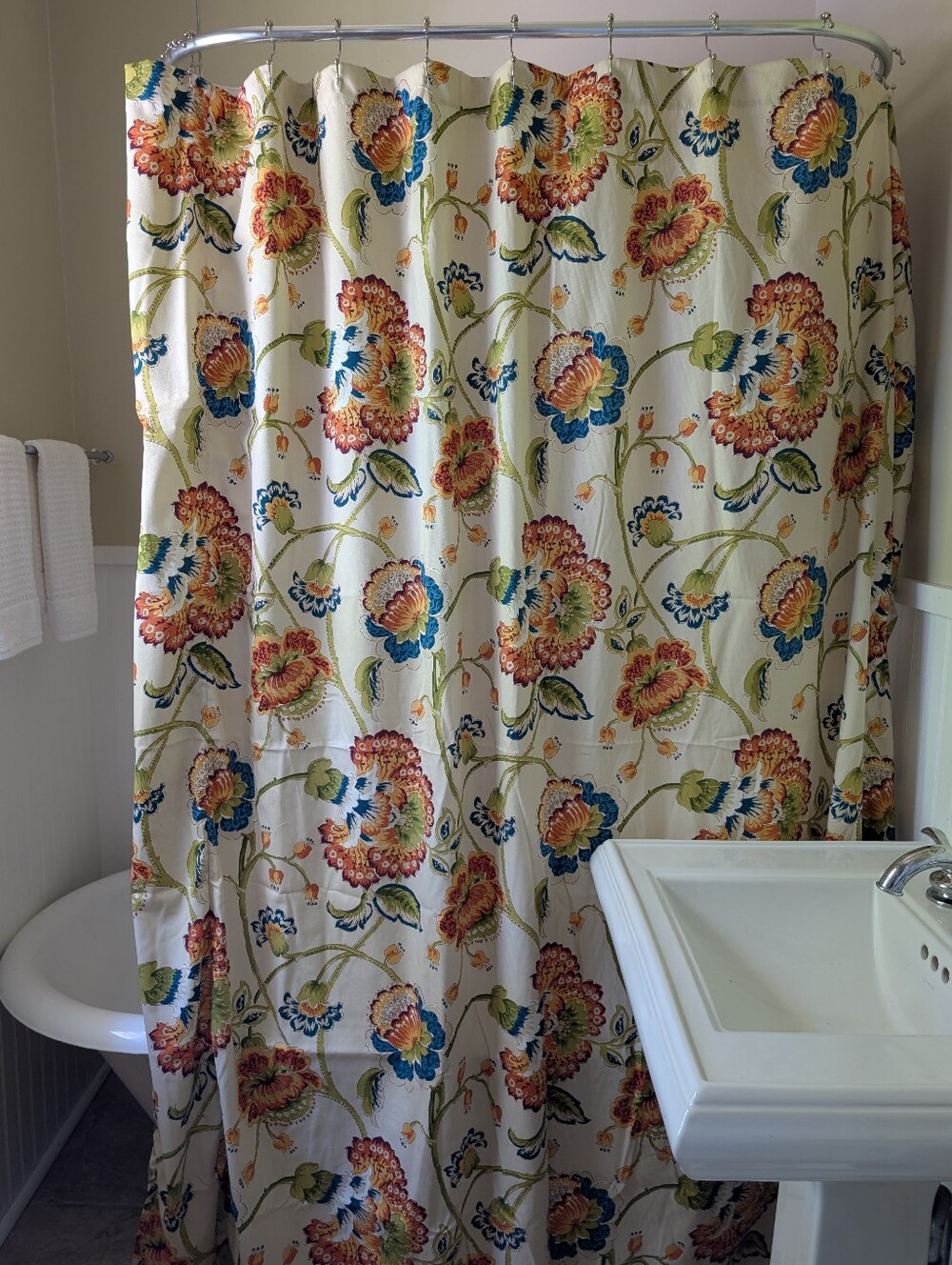 Custom Fabric Floral Shower Curtain